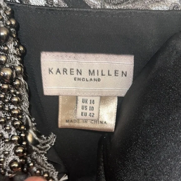 KAREN MILLEN - Elegant Black One-Shoulder satin dress women size 10 - Picture 7 of 7